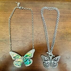 Silver Butterfly Pendant Necklace Set